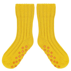 Kids Non-Slip Cashmere Blend Socks - Yellow & Orange