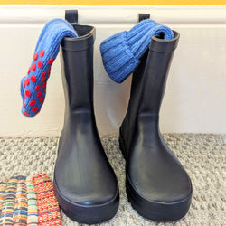 Kids Non-Slip Cashmere Blend Socks - Blue & Red
