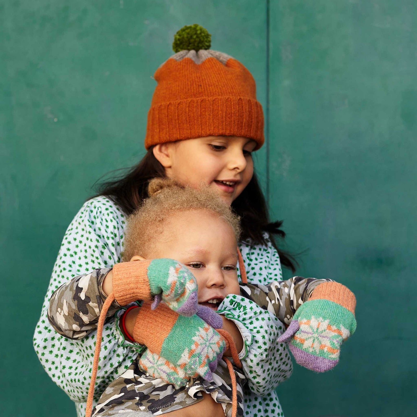 Kids' Mint & Lilac Lambswool Mittens on String – Catherine Tough