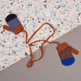 Kids' Marine Blue & Purple Stripe Lambswool Mittens on a String