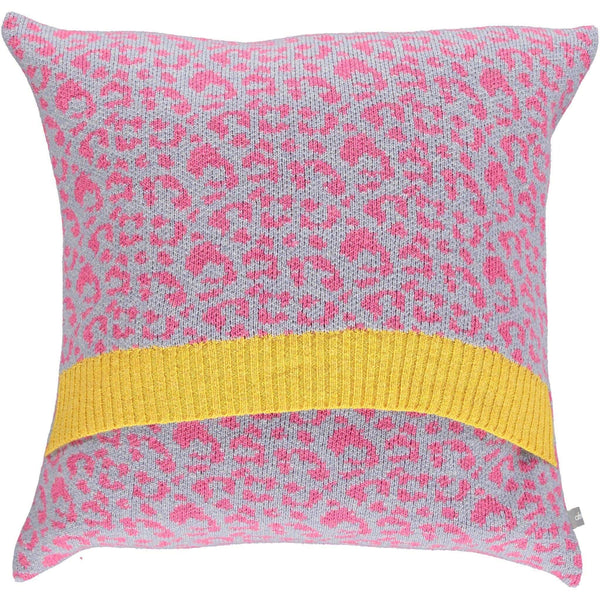 Knitted Lambswool  Smoke & Pink Leopard Print Cushion