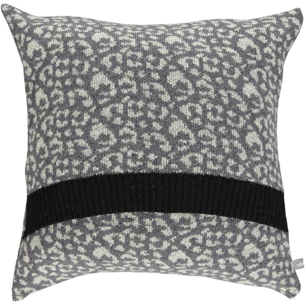 Knitted Lambswool Grey & Black leopard Print Cushion