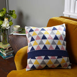 Knitted Lambswool Grey & Navy Triangles Cushion
