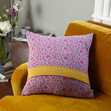 Knitted Lambswool Smoke & Pink Leopard Print Cushion