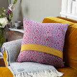 Knitted Lambswool Smoke & Pink Leopard Print Cushion