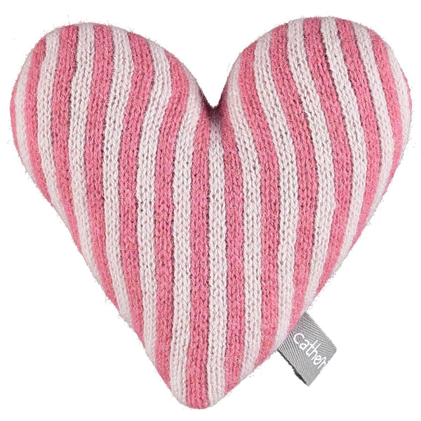 Knitted Pink Stripy Heart With Lavender