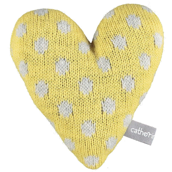 Knitted Polka Dot Yellow Heart With Lavender