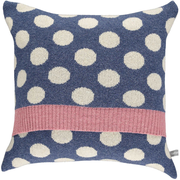 Kntted lambswool  Denim & Oatmeal Big Spot Cushion