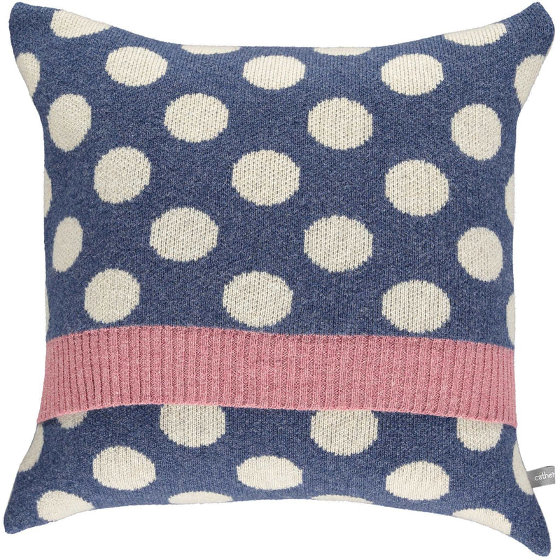 Kntted lambswool  Denim & Oatmeal Big Spot Cushion