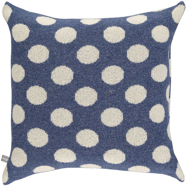 Knitted lambswool  Denim & Oatmeal Big Spot Cushion