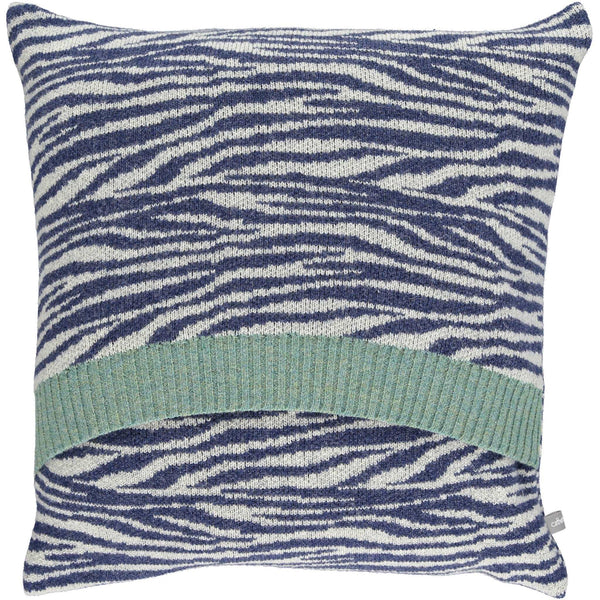 Kntted lambswool  Grey & Navy Zebra Print Cushion