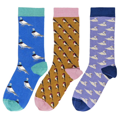 Pack of 3 Women's Organic Cotton Ankle Socks - The Birds