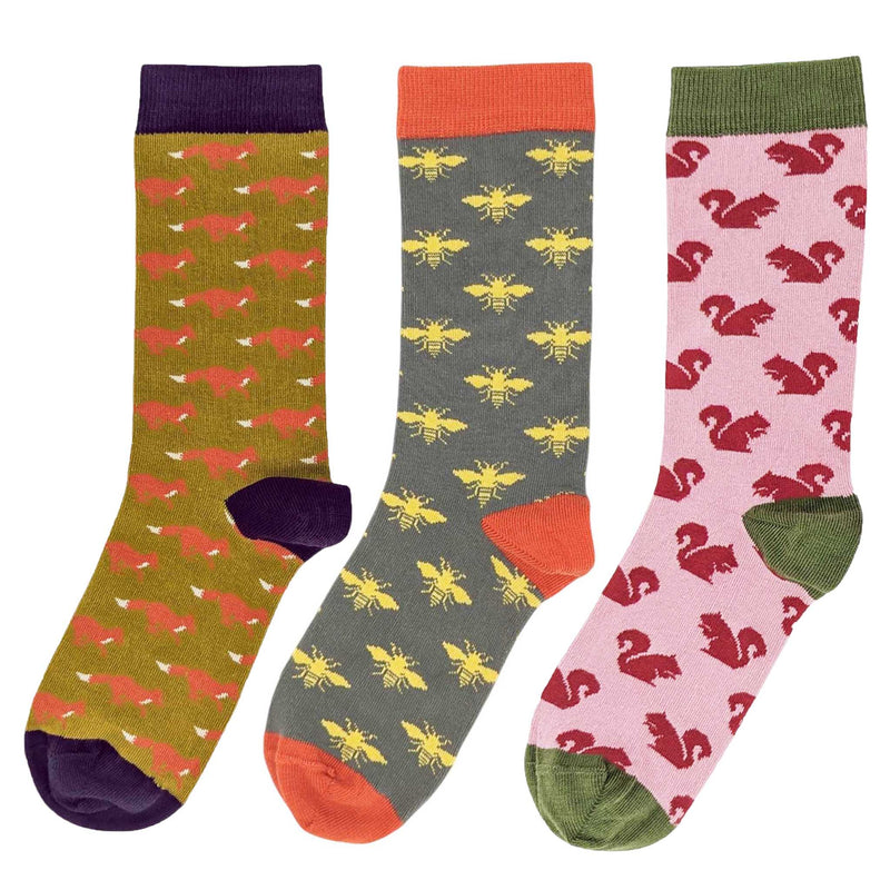 Countryside Collection  - Pack of 3 Women's Organic Cotton Ankle Socks