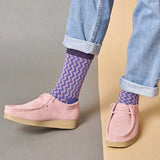 Women's Pink Zig-Zag Organic Cotton Ankle Socks