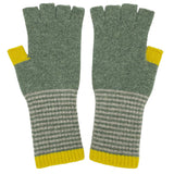 Women's Soft Green & Electric Lambswool Fingerless Gloves