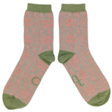 Women's Light Pink Fair Isle Lambswool Ankle Socks