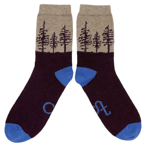 Women's Soft Lambswool Ankle Socks - Aniseed Forest