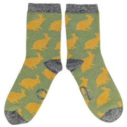 Women's Mint Green Rabbits Lambswool Ankle Socks