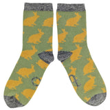 Women's Mint Green Rabbits Lambswool Ankle Socks