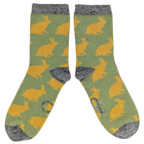 Women's Mint Green Rabbits Lambswool Ankle Socks