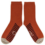 Women's Orange & Plum Striped Sole Lambswool Ankle Socks