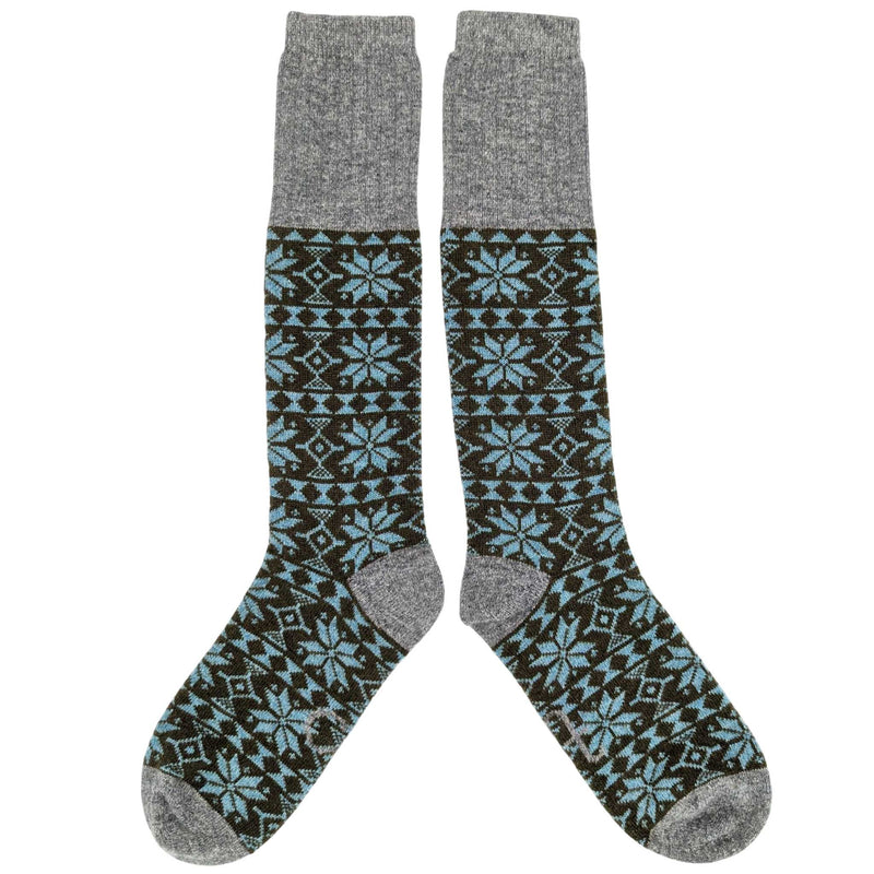 Women's Fir-Green & Jade Fair Isle Lambswool Knee Socks