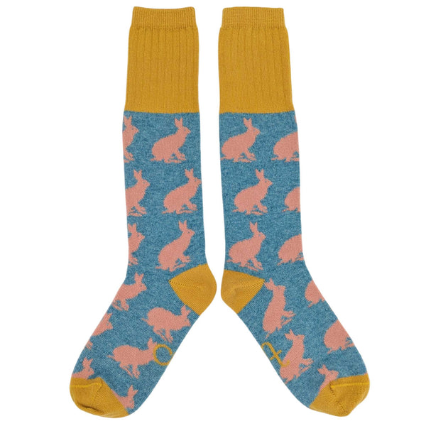 Women's Jade Rabbits Lambswool Knee Socks
