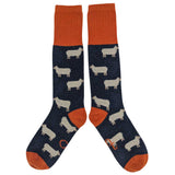 Women's Navy Sheep Lambswool Knee Socks