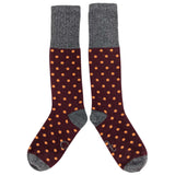 Women's Plum & Peach Small Spot Lambswool Knee Socks