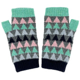 Women's Grey & Mint Triangle Lambswool Wrist Warmers