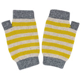 Women's Oatmeal & Electric Yellow Lambswool Wrist Warmers