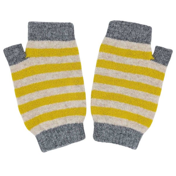 Women's Oatmeal & Electric Yellow Lambswool Wrist Warmers