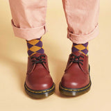 Women's Aubergine Diamonds Organic Cotton Ankle Socks