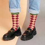 Women's Red Diamonds Organic Cotton Ankle Socks
