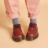 Women's Blue & Peach Pinstripe Organic Cotton Ankle Socks