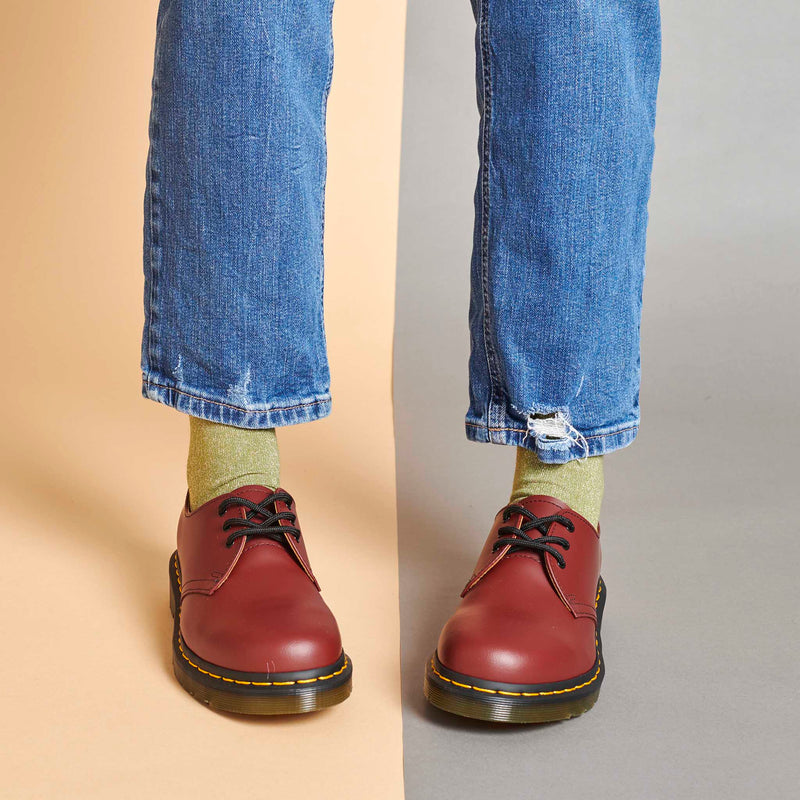 Women's Khaki & Ginger Glitter Organic Cotton Ankle Socks