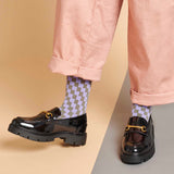 Women's Lilac & Grey Check Organic Cotton Ankle Socks