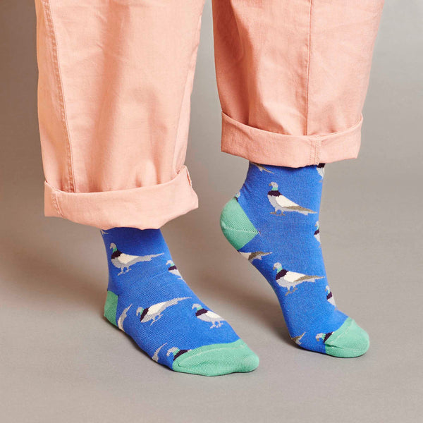 Women's Blue Pigeons Organic Cotton Ankle Socks