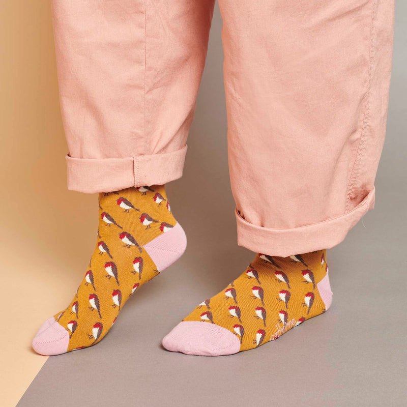 Women's Ginger Robins Organic Cotton Ankle Socks