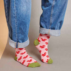 Women's Pink Squirrel Organic Cotton Ankle Socks