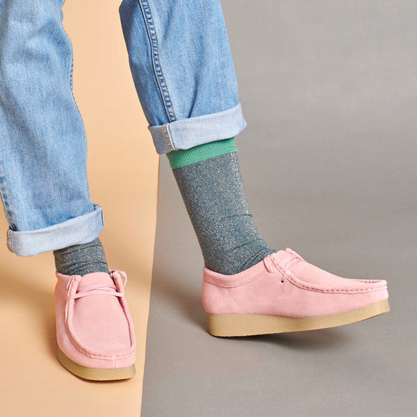 Women's Teal & Jade Glitter Organic Cotton Ankle Socks