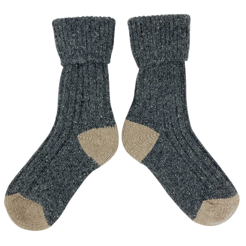 LADIES RIB ANKLE GREY MUSHROOM socks