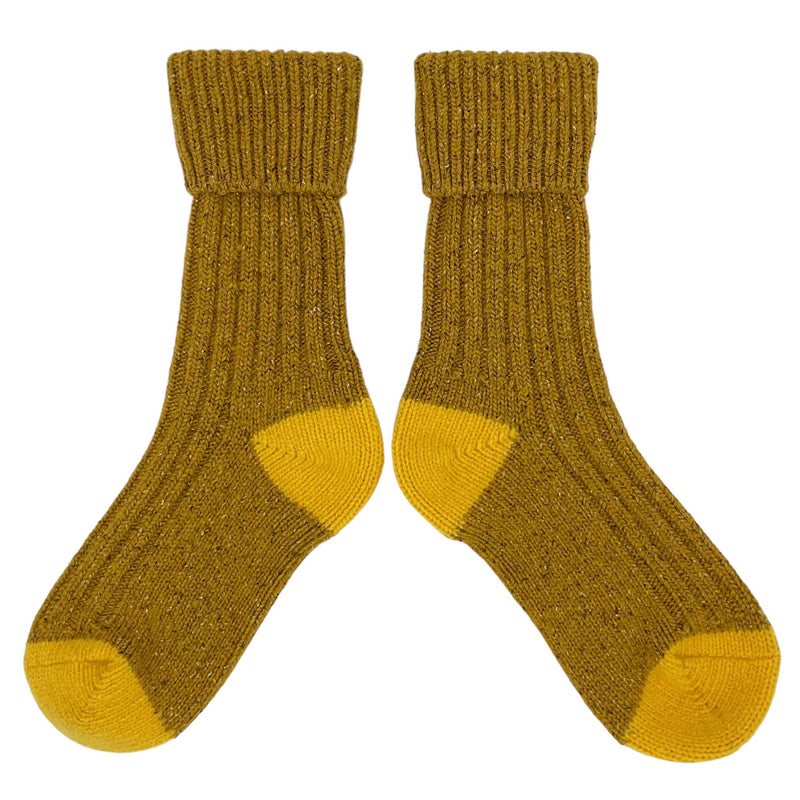 Mustard & Bright Yellow  Recycled Silk Blend Chunky Socks