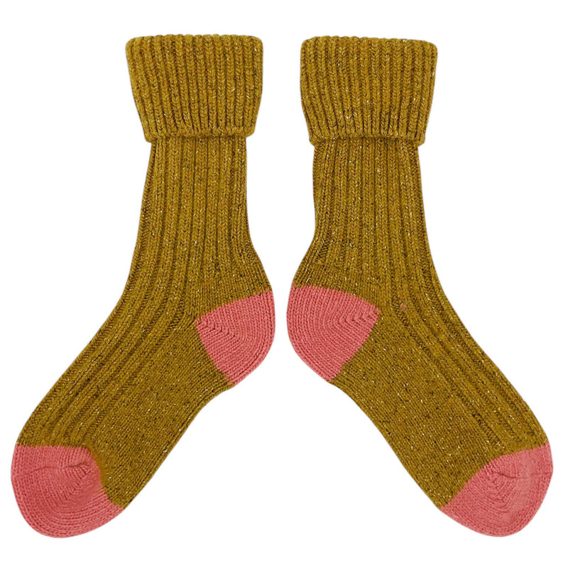 LADIES RIB ANKLE YELLOW CORAL