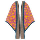 Pink & Yellow Leopard Print Lambswool & Sheepskin Slippers