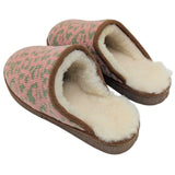 Pink & Mint Leopard Print Lambswool & Sheepskin Slippers