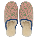 Pink & Mint Leopard Print Lambswool & Sheepskin Slippers