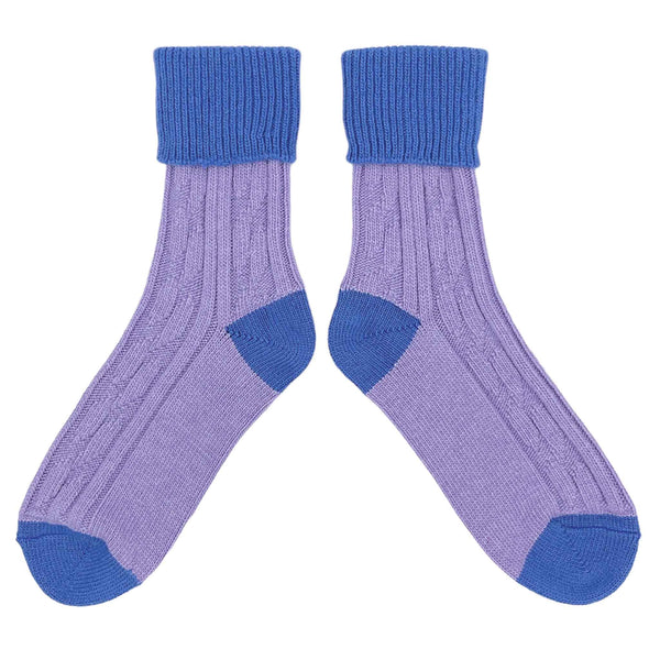 Lilac & Bright Blue Cashmere Blend Slouch Socks by Catherine Tough 