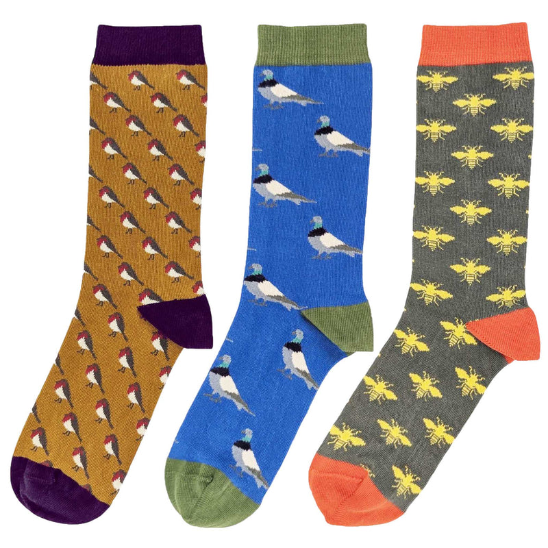 Birds & Bees  - Pack of 3 Men's Organic Cotton Ankle Socks