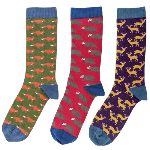 Pack of 3 Men's Organic Cotton Ankle Socks - Countryside Collection